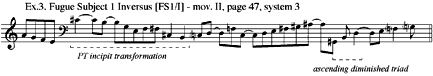 Ex.3. Fugue Subject 1 Inversus [FS1/I] – mov. II, page 47, system 3