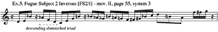 Ex.5. Fugue Subject 2 Inversus [FS2/I] – mov. II, page 55, system 3